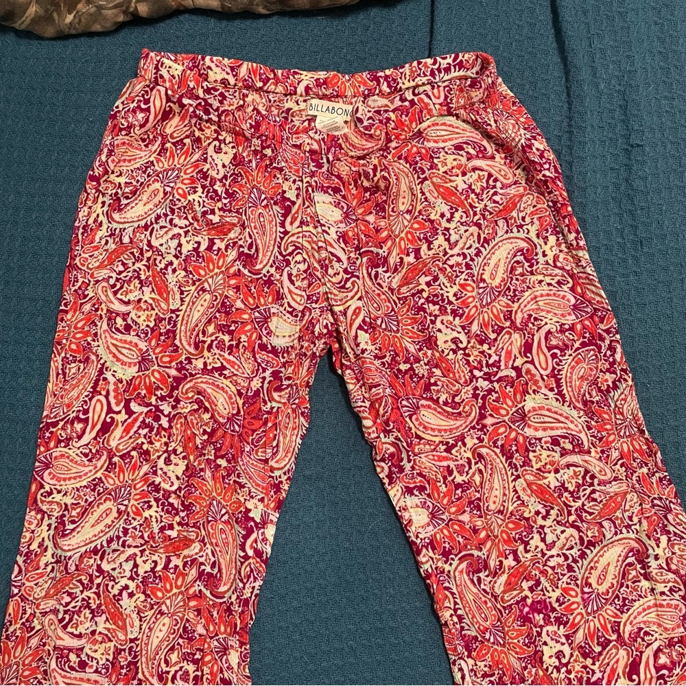 Billabong Small Pink/Red Paisley Pants